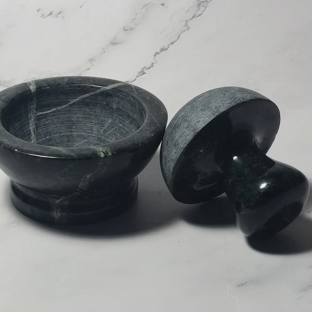 Mortar and Pestle Set Green‎ Marble - Picture 5 of 5